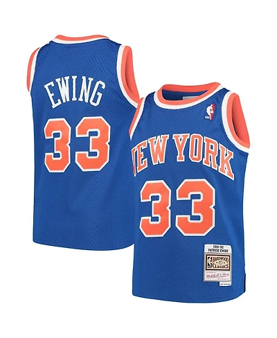 Mitchell & Ness Big Boys and Girls Patrick Ewing Blue New York Knicks Hardwood Classics Swingman Throwback Jersey
