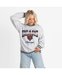 Gameday Couture Women's Ash/Black Chicago Bears Oversized Gridiron Drive Ringer Stripe Sweatshirt
