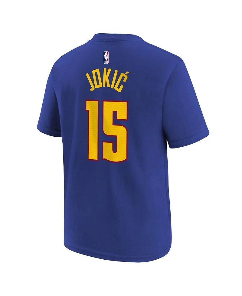 Jordan Big Boys and Girls Nikola Jokic Blue Denver Nuggets Statement Edition Name & Number T-Shirt