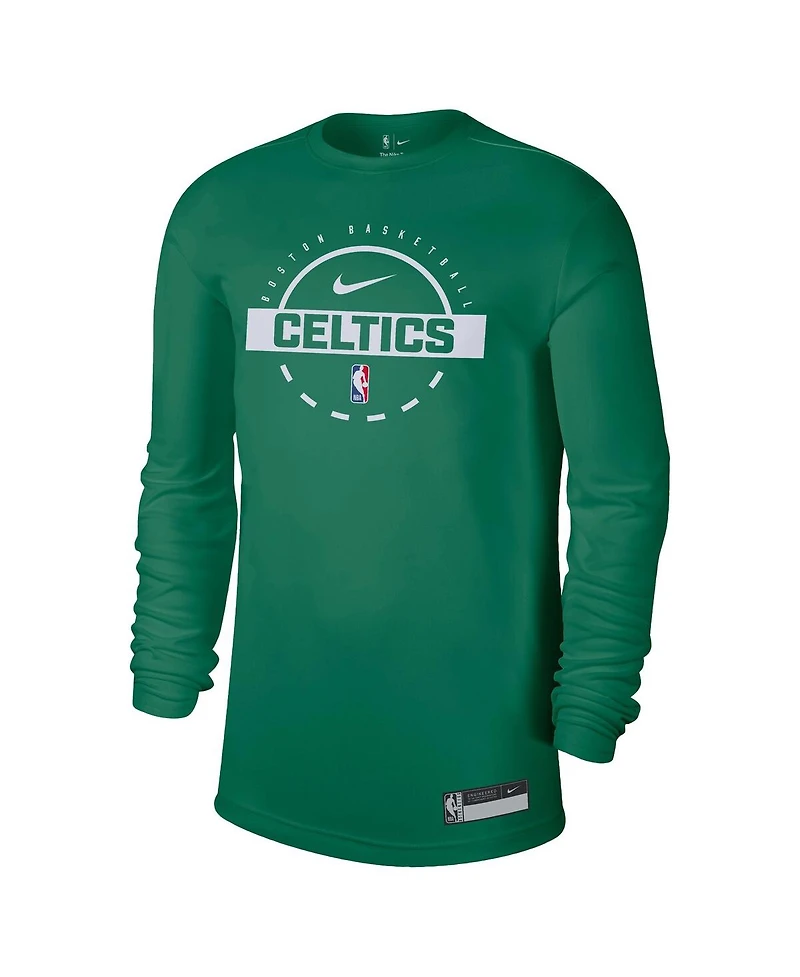 Nike Men's Kelly Green Boston Celtics 2025/26 On-Court Flare Dri-fit Practice Long Sleeves Tri-Blend T-Shirt