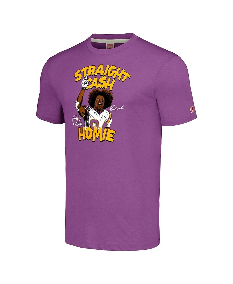 Homage Men's and Women's Randy Moss Heathered Purple Minnesota Vikings Caricature Retired Player Tri-Blend T-Shirt