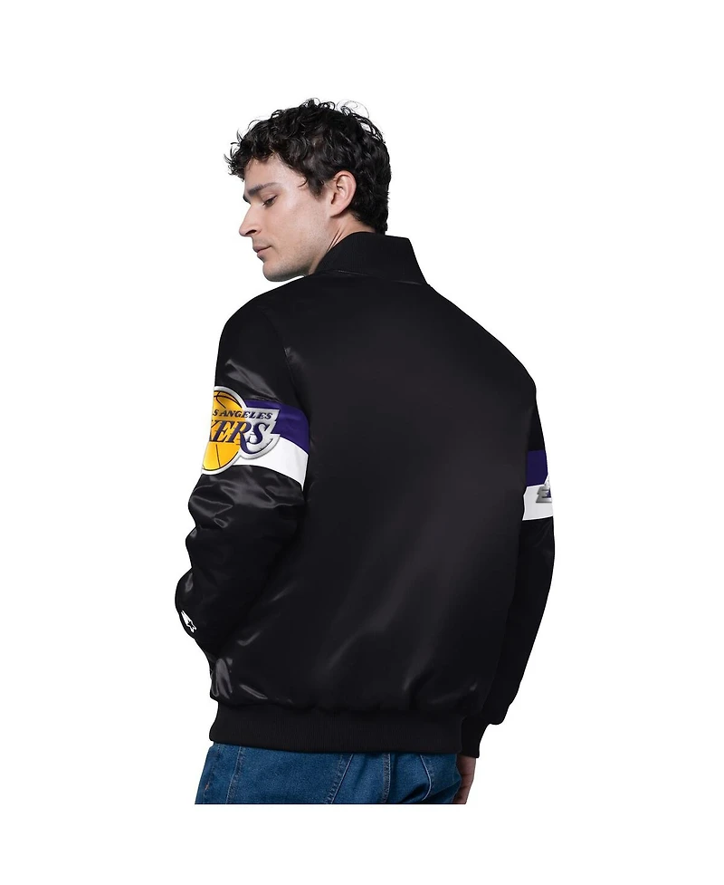 Starter Men's Los Angeles Lakers Triple Option Varsity Full-Snap Satin Jacket