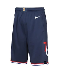 Nike Big Boys and Girls Navy Philadelphia 76ers 2025/26 City Edition Swingman Performance Shorts