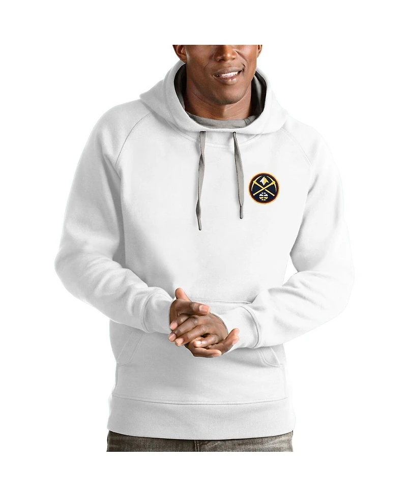 Antigua Men's White Denver Nuggets Victory Pullover Hoodie