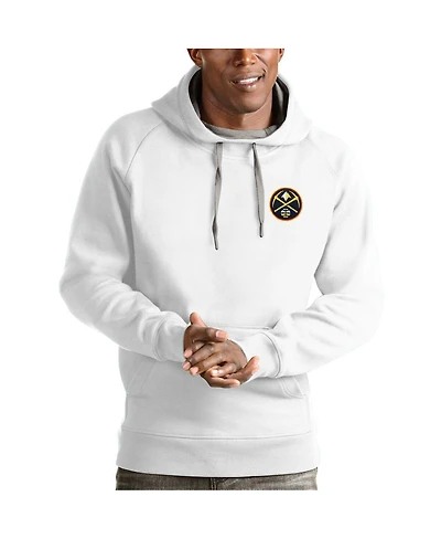 Antigua Men's White Denver Nuggets Victory Pullover Hoodie