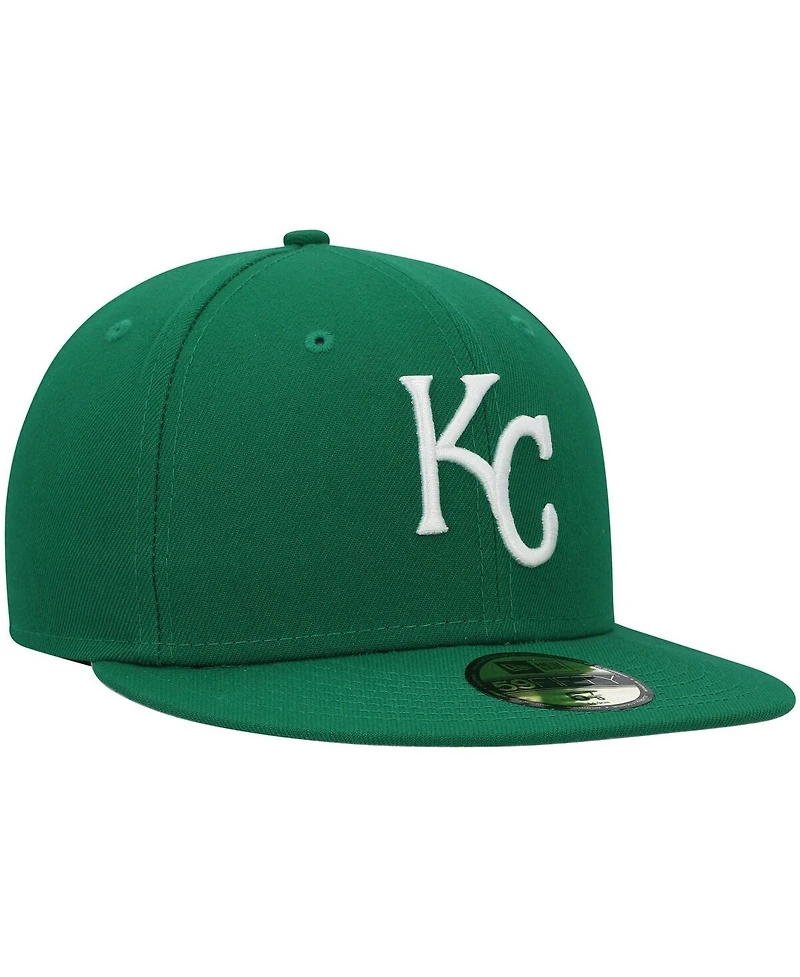 New Era Men's Kelly Green Kansas City Royals White Logo 59FIFTY Fitted Hat