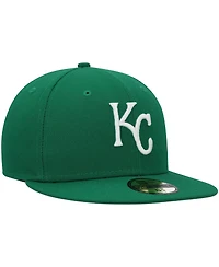 New Era Men's Kelly Green Kansas City Royals White Logo 59FIFTY Fitted Hat