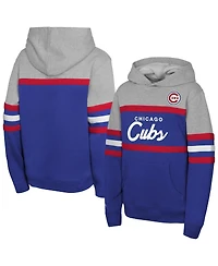 Mitchell & Ness Big Boys and Girls Royal/Grey Chicago Cubs Cooperstown Head Coach Pullover Hoodie