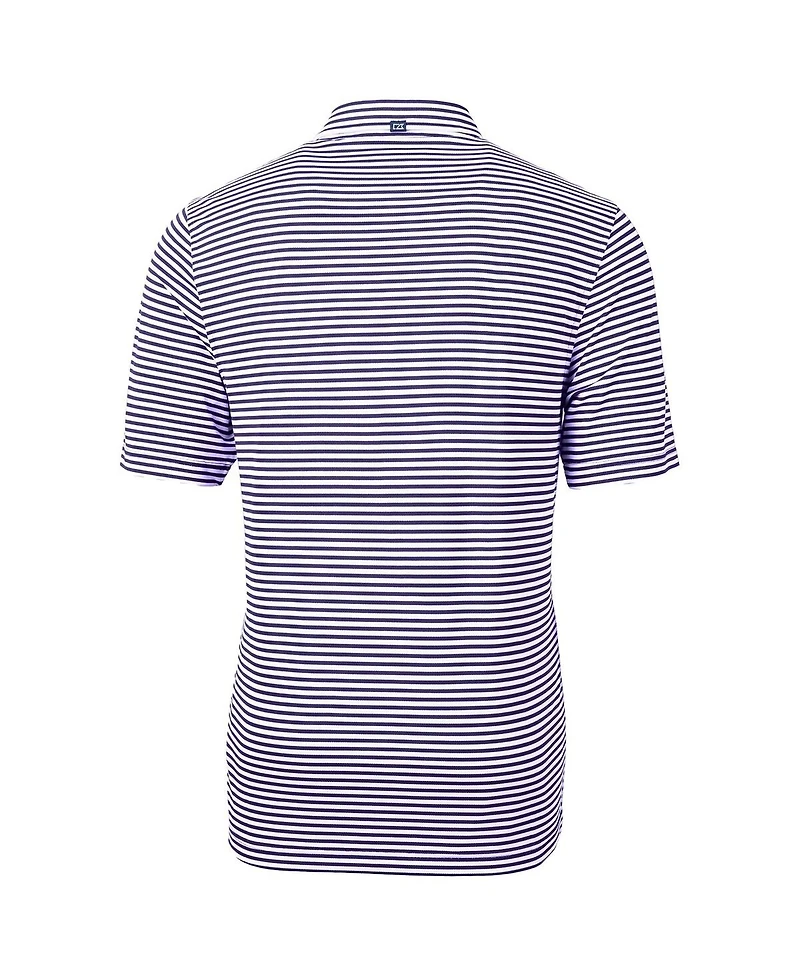 Cutter & Buck Men's Purple Ecu Pirates Throwback Logo Virtue Eco Pique Stripe Polo Shirt
