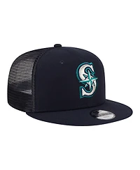 New Era Big Boys and Girls College Navy Seattle Mariners 9FIFTY Trucker Snapback Hat