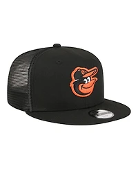 New Era Big Boys and Girls Black Baltimore Orioles 9FIFTY Trucker Snapback Hat