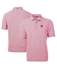 Cutter & Buck Men's Scarlet Nebraska Huskers Alumni Logo DryTec Virtue Eco Pique Botanical Print Polo Shirt