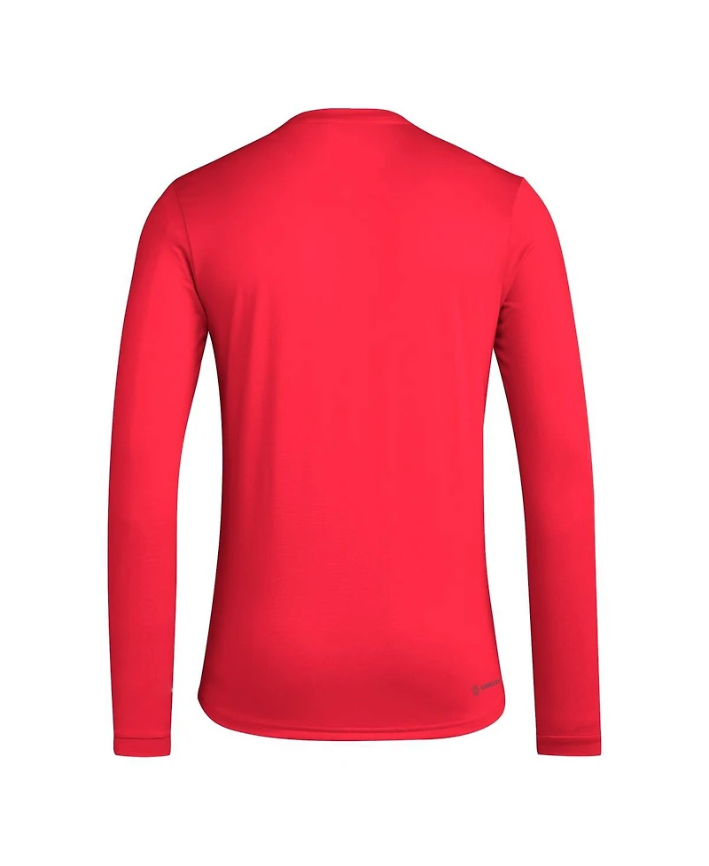 Adidas Men's Red Nc State Wolfpack On-Court Pregame Long Sleeve T-Shirt