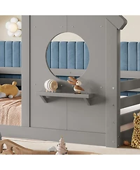 Streamdale Furniture Wood House Floor Bed w/Window and Shelf