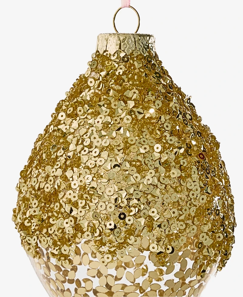 Holiday Lane Berry Tones Gold Glass Drop Ornament, Macy's Exclusive