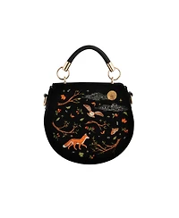 Fable England Fox And Owl Embroidered Top Handle Saddle Bag