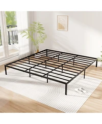 Gymax King Size Metal Bed Frame Heavy Duty Support Slats Mattress Foundation