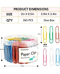 Danrong Jumbo Paper Clips Large Colorful Paperclips for Home School Office Supplies