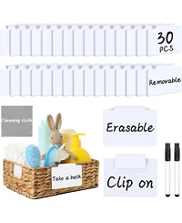 Danrong Basket Labels Clip On, Removable Storage Bin Labels with Markers and Wipe,Kitchen Pantry