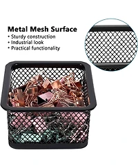Danrong Mesh Metal Paper Clip Holder for Desk, Paperclip Dispenser Organizer Container, 4 Pack for Office School