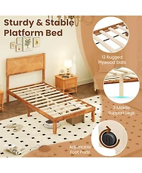 Sugift Twin Size Bed Frame with Headboard and Storage Space