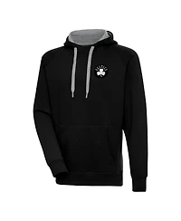Antigua Men's Black Boston Celtics Metallic Logo Victory Raglan Pullover Hoodie