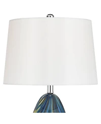 Possini Euro Design Pablo Modern Table Lamp with Square Riser 28.5 Inches Tall Art Glass Drum Shade for Bedroom Living Room Bedside Kids