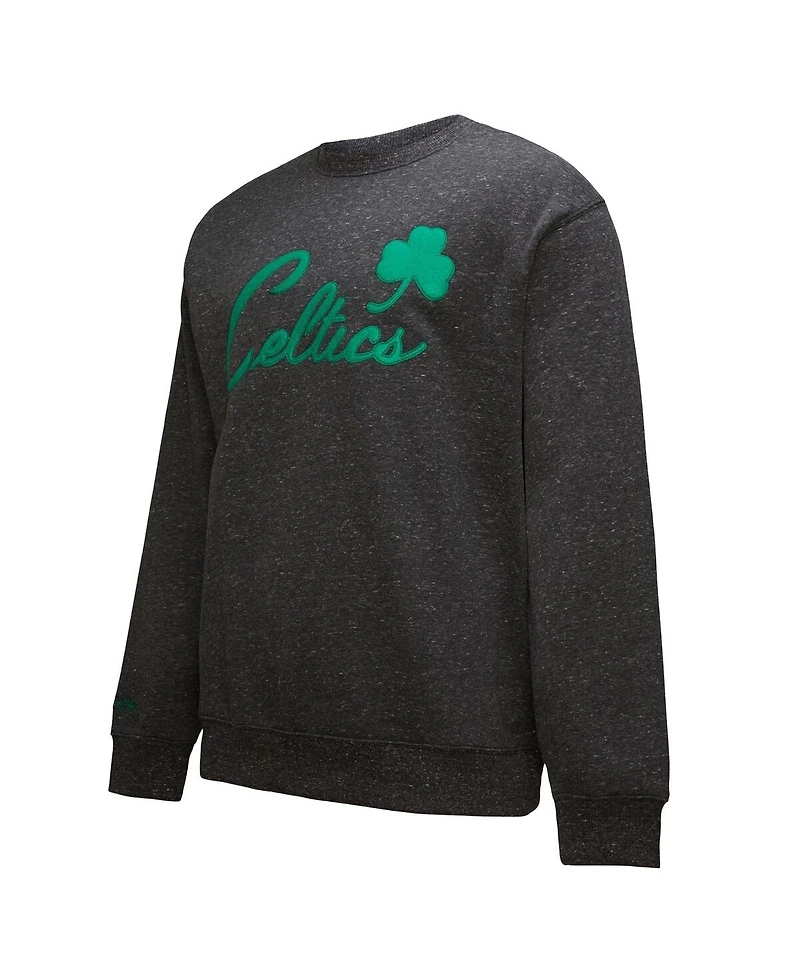 Mitchell & Ness Men's Black Boston Celtics Hardwood Classics Blackout Collection Snow Washed Pullover Sweatshirt