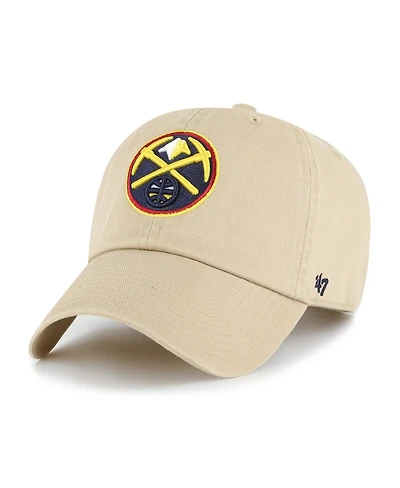 '47 Brand Men's Khaki Denver Nuggets Logo Clean Up Adjustable Hat