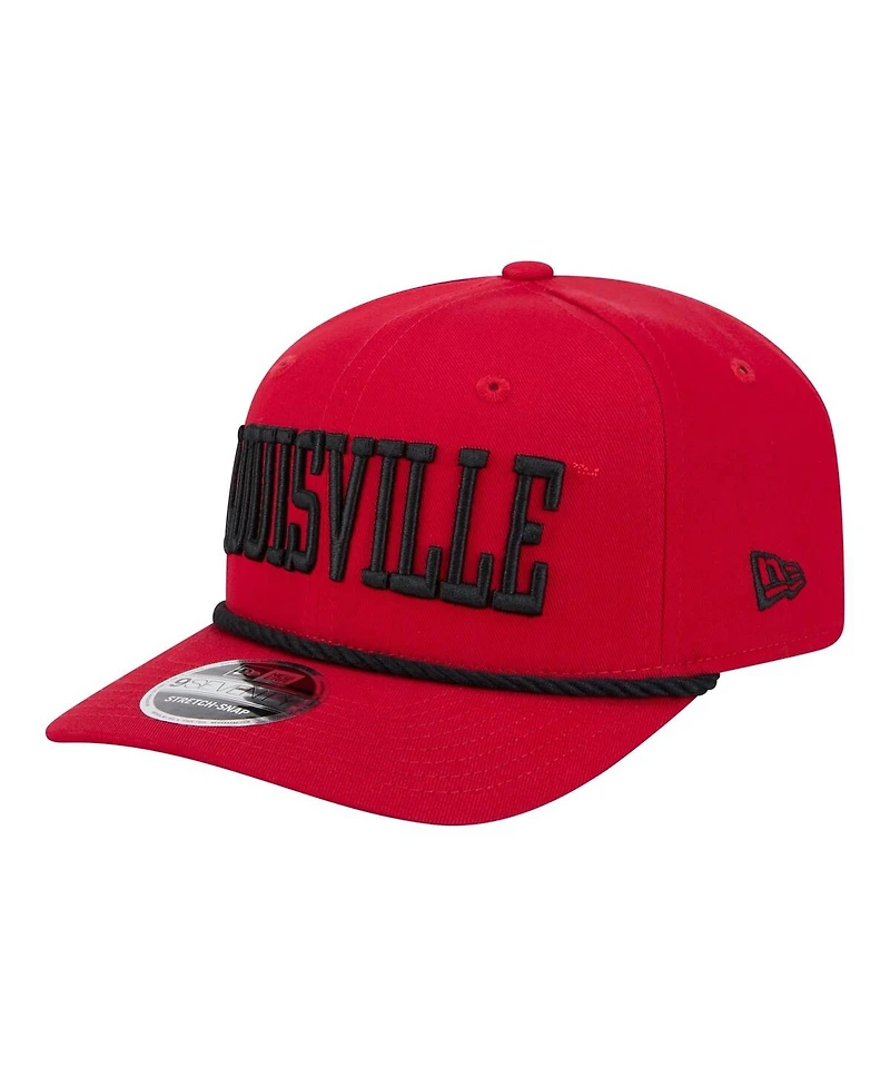 New Era Men's Red Louisville Cardinals Wordmark Rope 9SEVENTY Stretch-Snap Hat