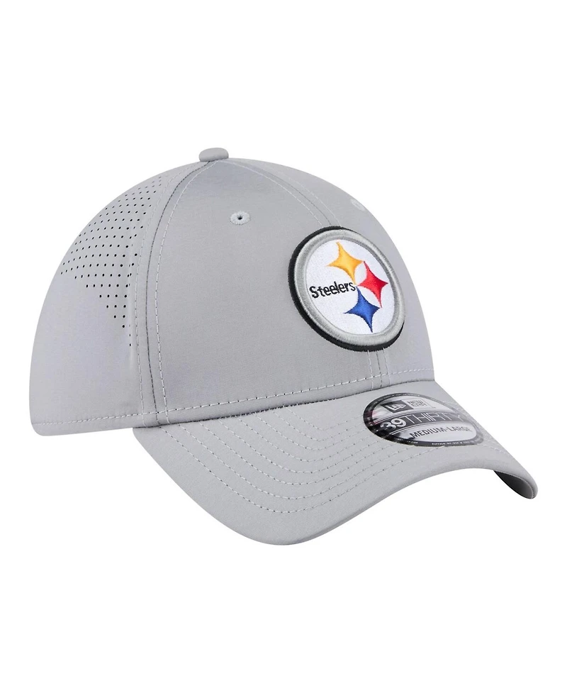 New Era Men's Gray Pittsburgh Steelers Perforated 39THIRTY Flex Hat