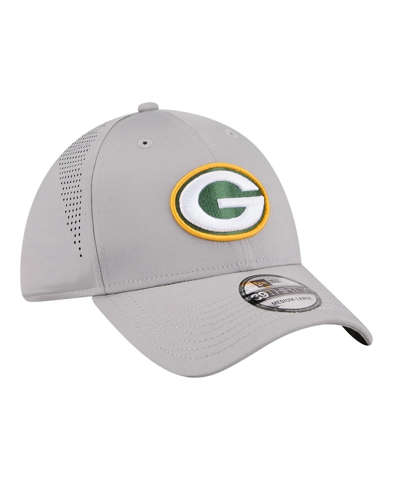 New Era Men's Gray Green Bay Packers Perforated 39THIRTY Flex Hat