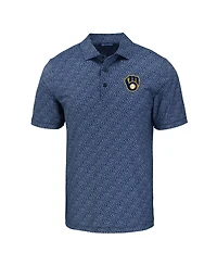 Cutter & Buck Men's Navy Milwaukee Brewers Pike Eco Pebble Print Stretch Polo Shirt