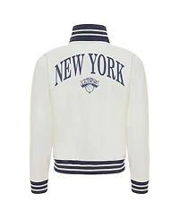 Sportiqe Women's Cream New York Knicks Athletic Club Collection Sutton French Terry Full-Zip Jacket
