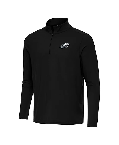 Antigua Men's Black Philadelphia Eagles Intent Quarter-Zip Pullover Sweatshirt