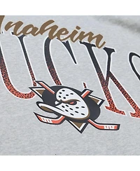 Mitchell & Ness Women's Heather Gray Anaheim Ducks Hockey Night Sweatshirt