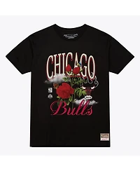 Mitchell & Ness Men's and Women's Black Chicago Bulls Floral Graphic T-Shirt
