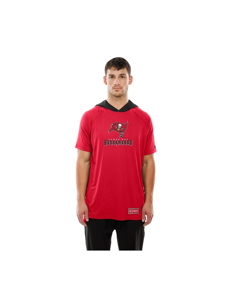 New Era Men's Red Tampa Bay Buccaneers Combine Authentic Hooded Raglan Short-Sleeve T-Shirt