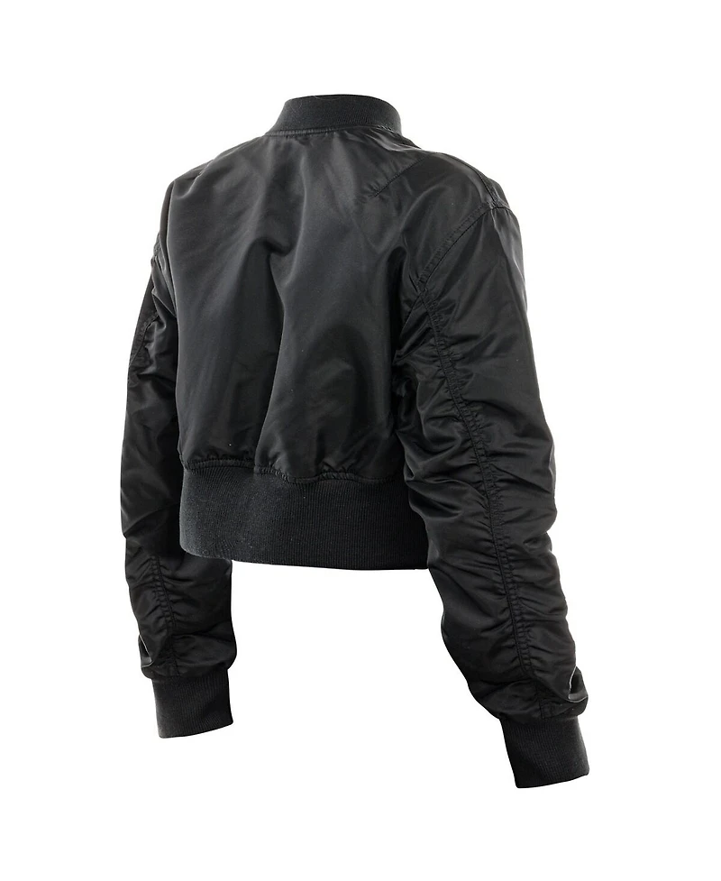New Era X Alpha Industries Women's Black York Mets Cropped Full-Zip Jacket