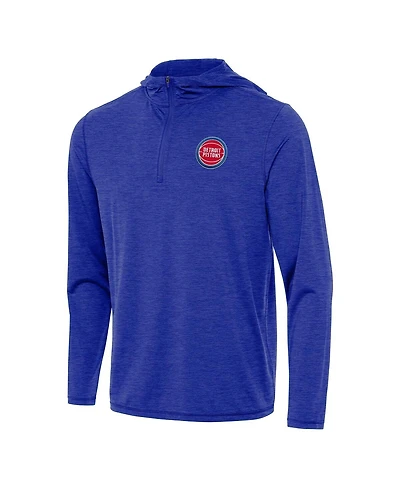 Antigua Men's Heather Royal Detroit Pistons Tidy Quarter-Zip Hoodie