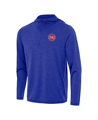 Antigua Men's Heather Royal Detroit Pistons Tidy Quarter-Zip Hoodie