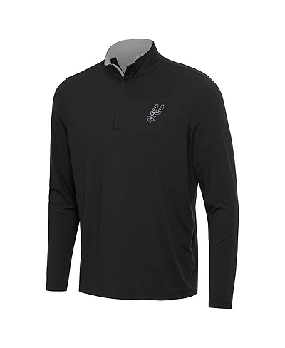 Antigua Men's Black/Gray San Antonio Spurs Content Quarter-Zip Sweatshirt