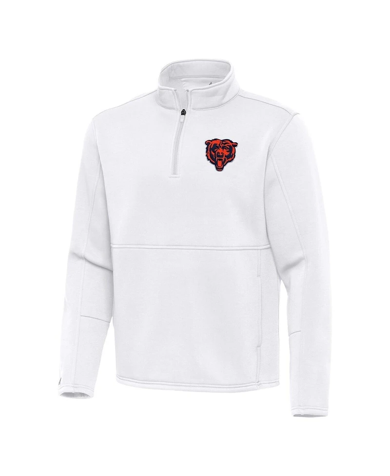Antigua Men's White Chicago Bears Twist Quarter-Zip Pullover Jacket