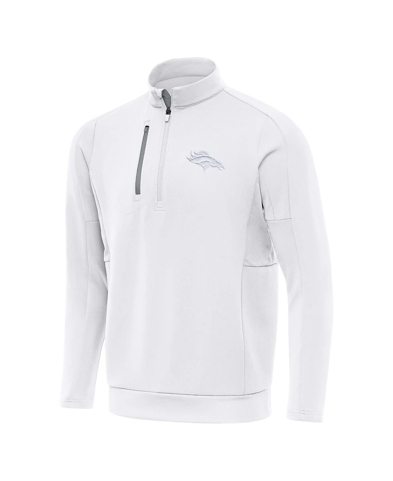 Antigua Men's White Denver Broncos Generation Quarter-Zip Jacket