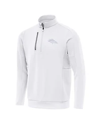 Antigua Men's White Denver Broncos Generation Quarter-Zip Jacket