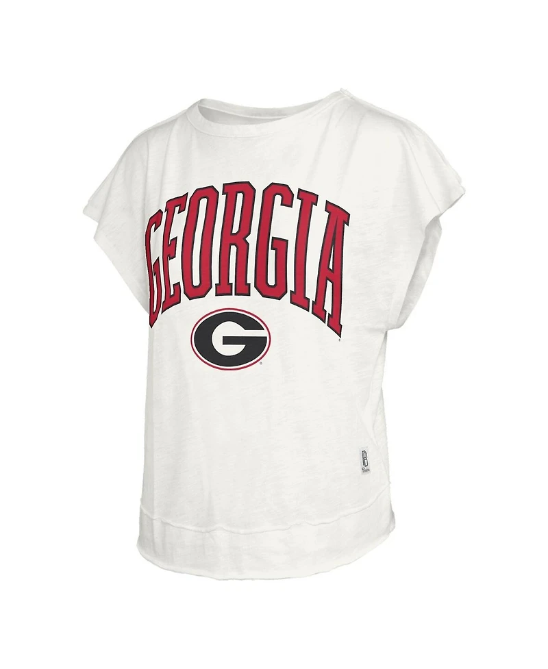 Pressbox Women's Cream Georgia Bulldogs Nelson Movement Open Back Slub T-Shirt