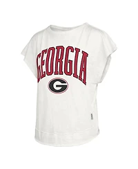 Pressbox Women's Cream Georgia Bulldogs Nelson Movement Open Back Slub T-Shirt