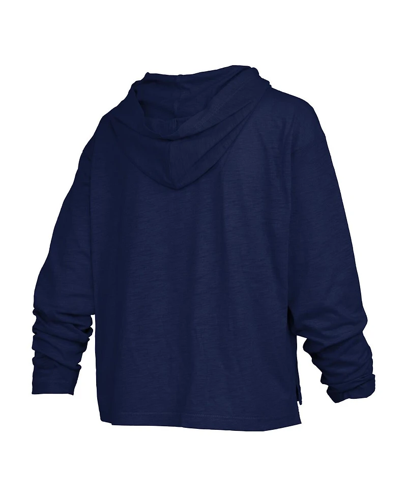 Pressbox Women's Navy Michigan Wolverines Nelson Arch Over Logo Long Sleeve Hooded Slub T-Shirt