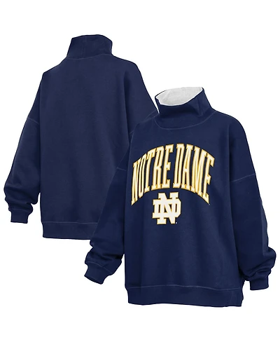 Pressbox Women's Navy Notre Dame Fighting Irish Oversized Mock Neck Sweatshirt
