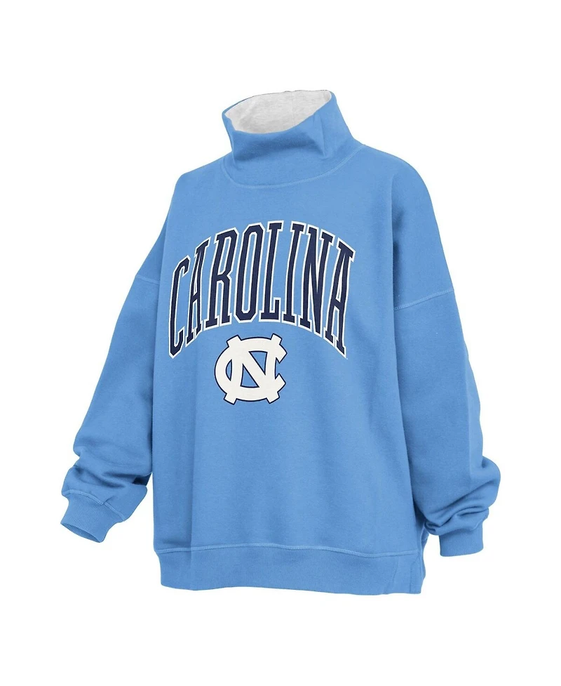 Pressbox Women's Carolina Blue North Tar Heels Oversized Mock Neck Sweatshirt